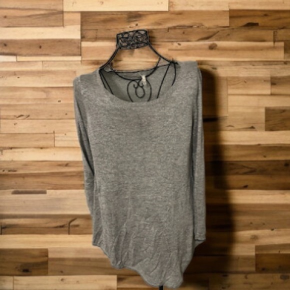Joie grey & silver metallic asymmetric hem Sz M Tunic Light Sweater - Picture 1 of 7